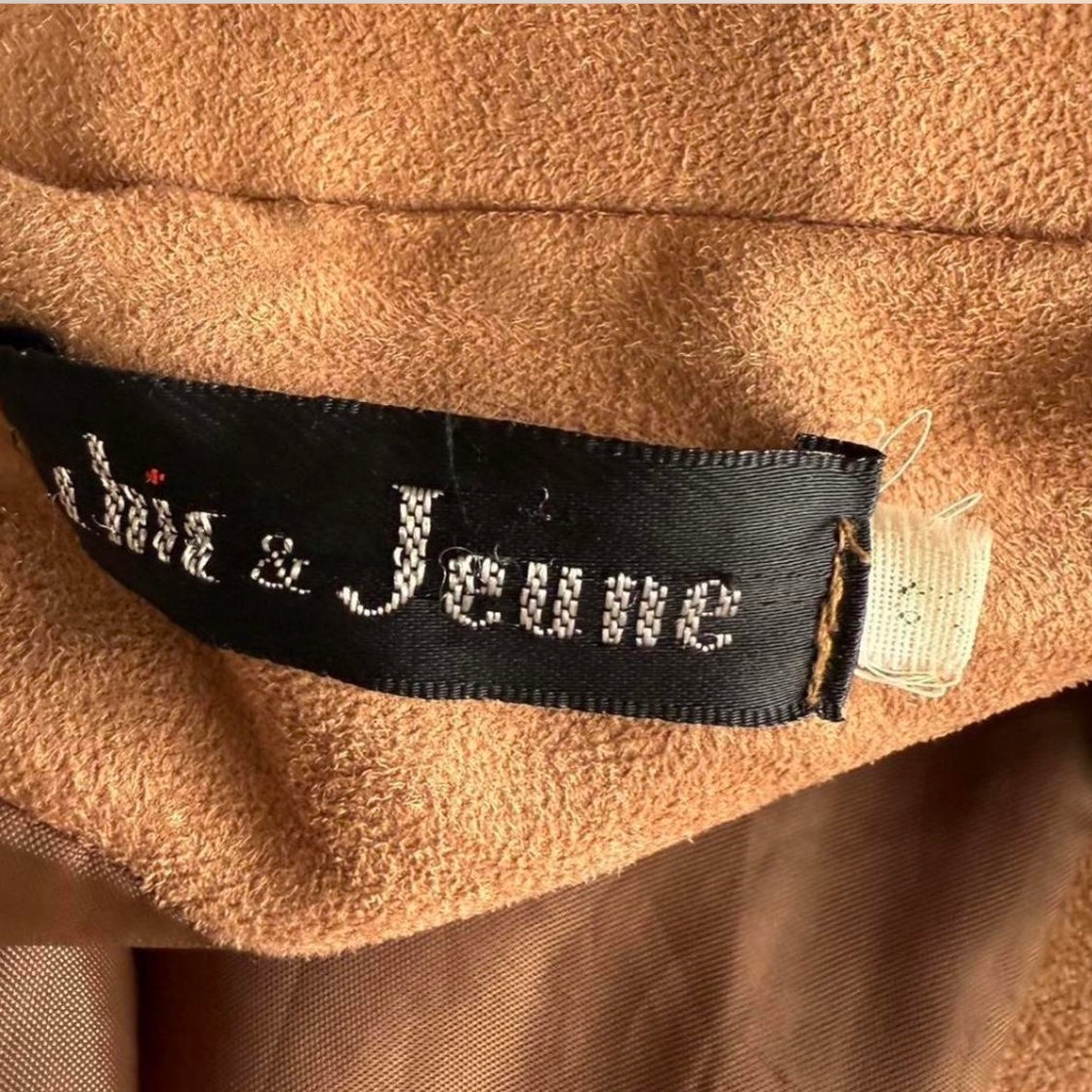 Tan brown suede style jacket with collared detail