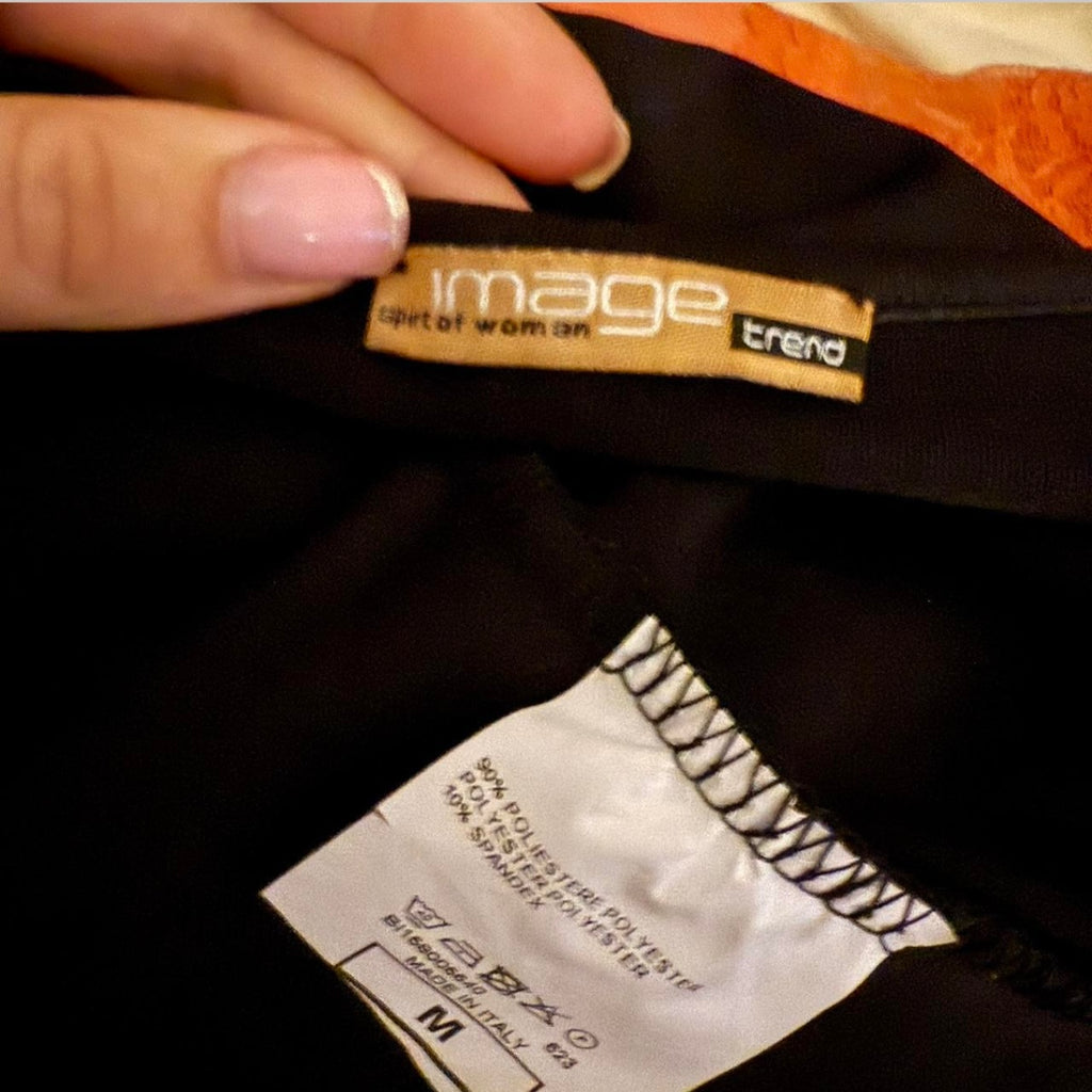 Black slinky crop top with silver pattern