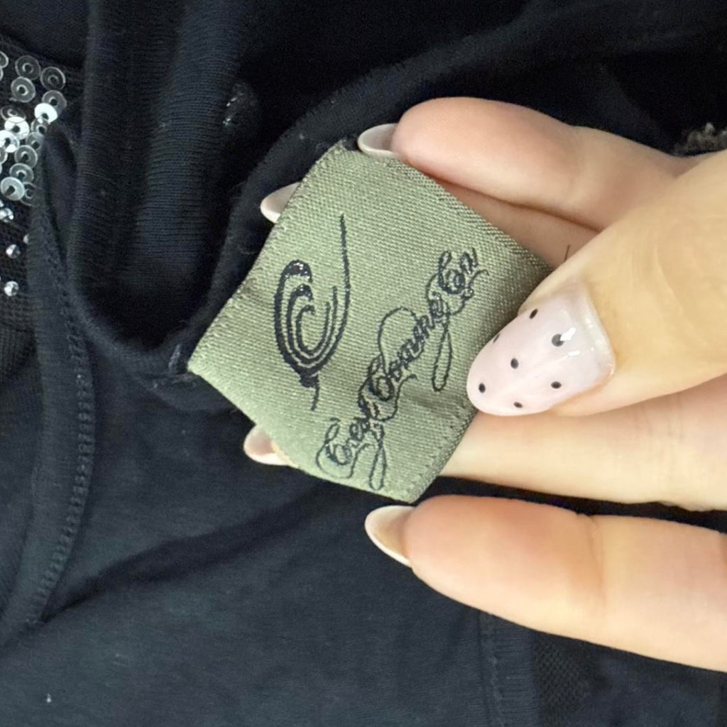 Black beaded cami top with tie back