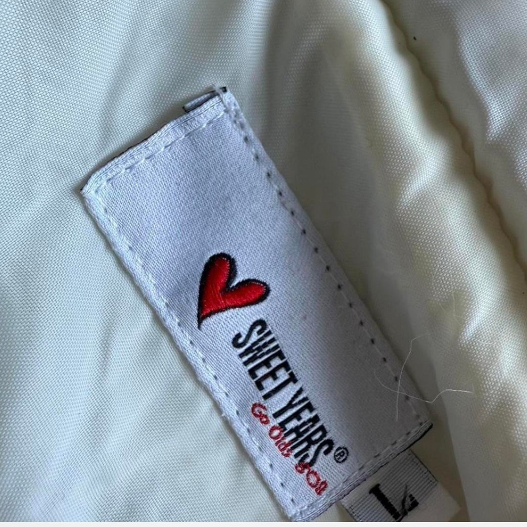 Cream and red vintage bomber jacket