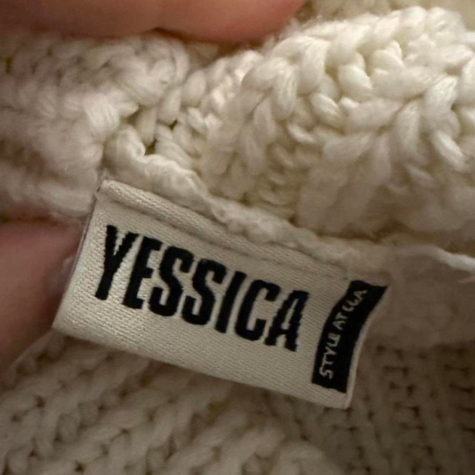 Cream cable knit turtleneck sweater