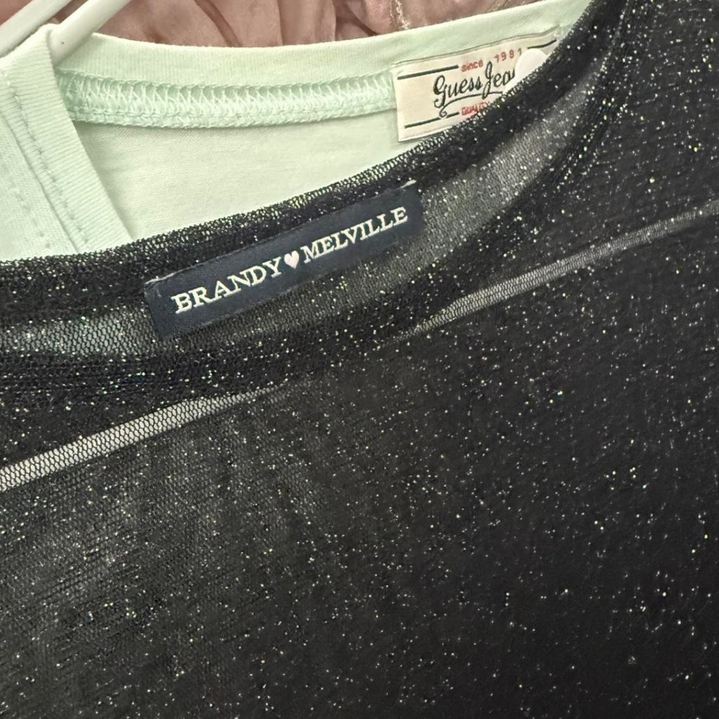 Black glittery mesh top