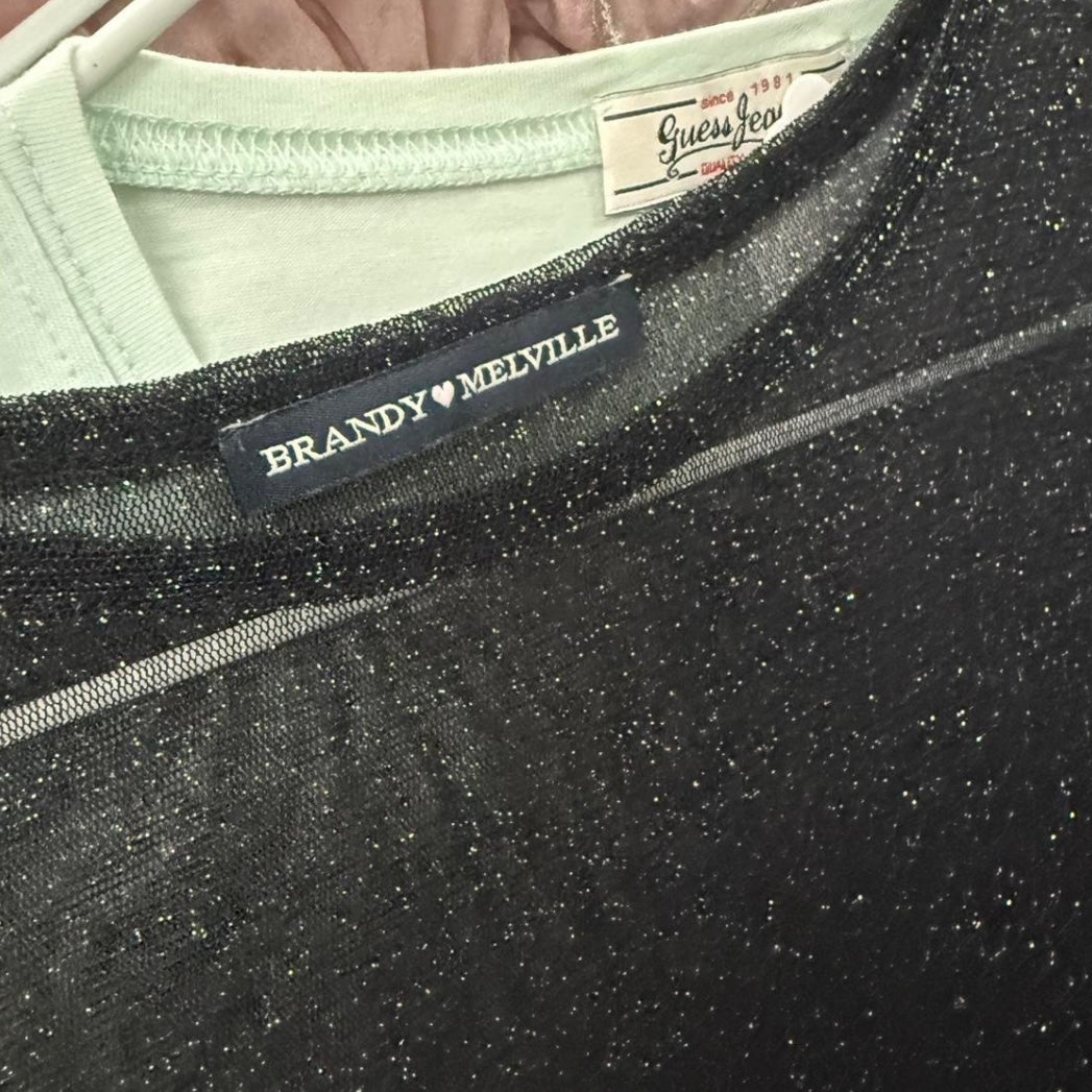 Black glittery mesh top