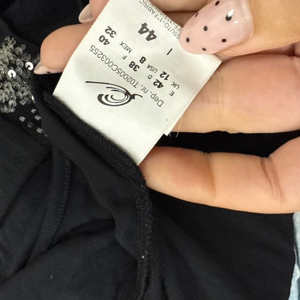 Black beaded cami top with tie back