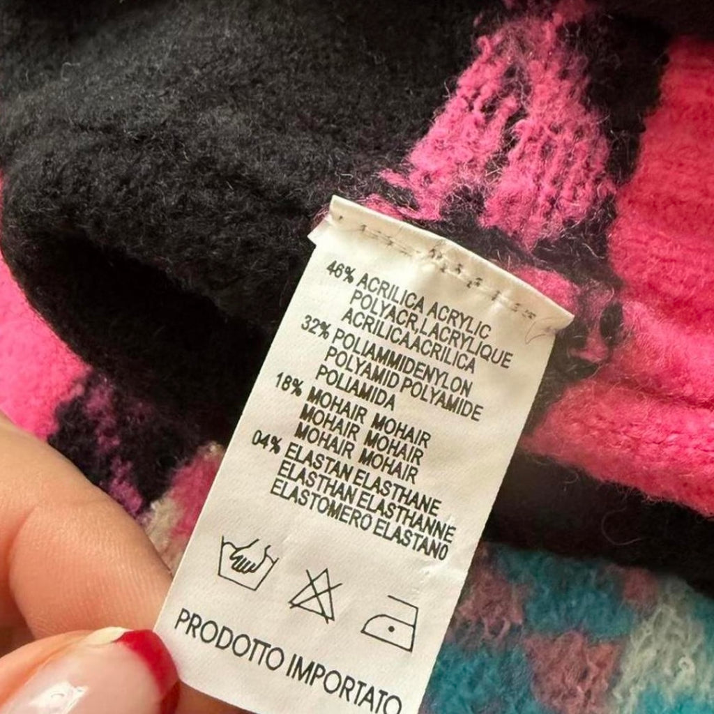 Double zip vintage 2000s pink patterned jumper