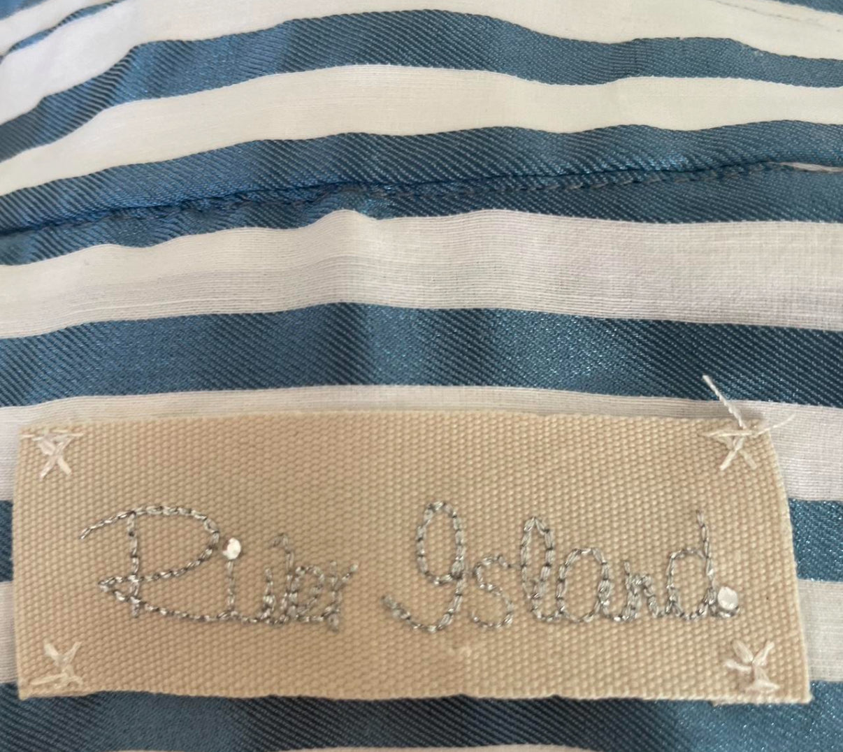 Blue and white striped vintage shiny shirt